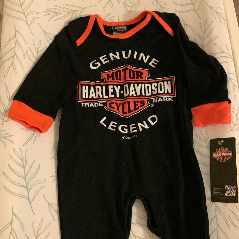 Harley-Davidson onesie 3/6 month tags on